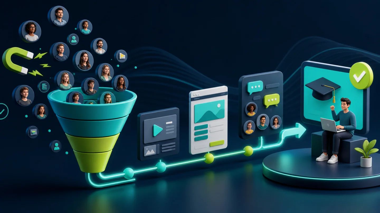 Ilustração editorial sobre Geração de Leads para o seu curso online