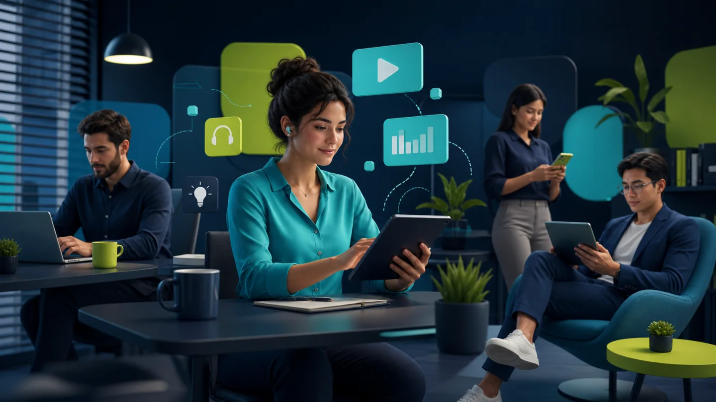 Ilustração editorial sobre Microlearning no seu ambiente corporativo