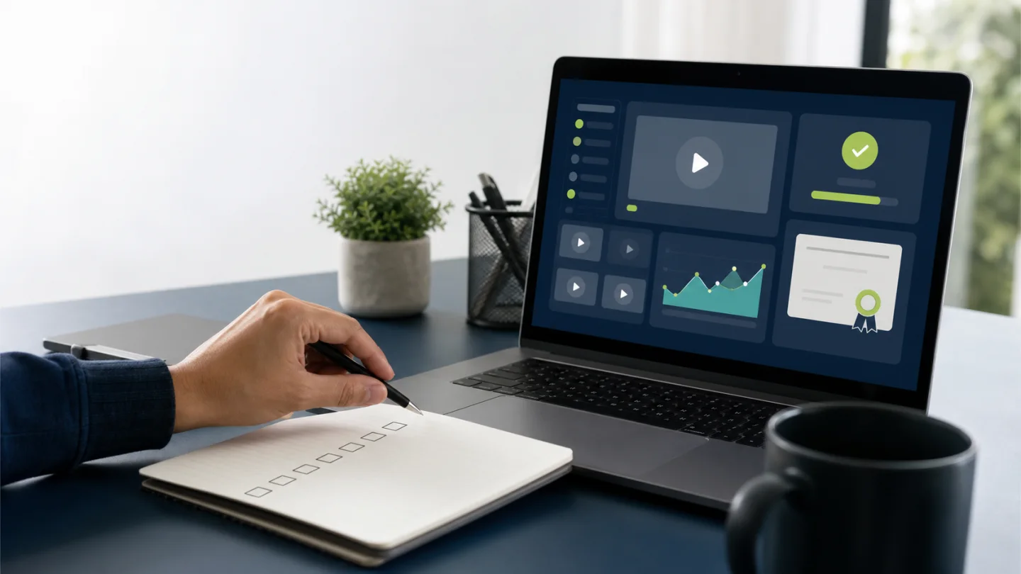 Recursos essenciais de um software para vender cursos online em painel de aprendizagem