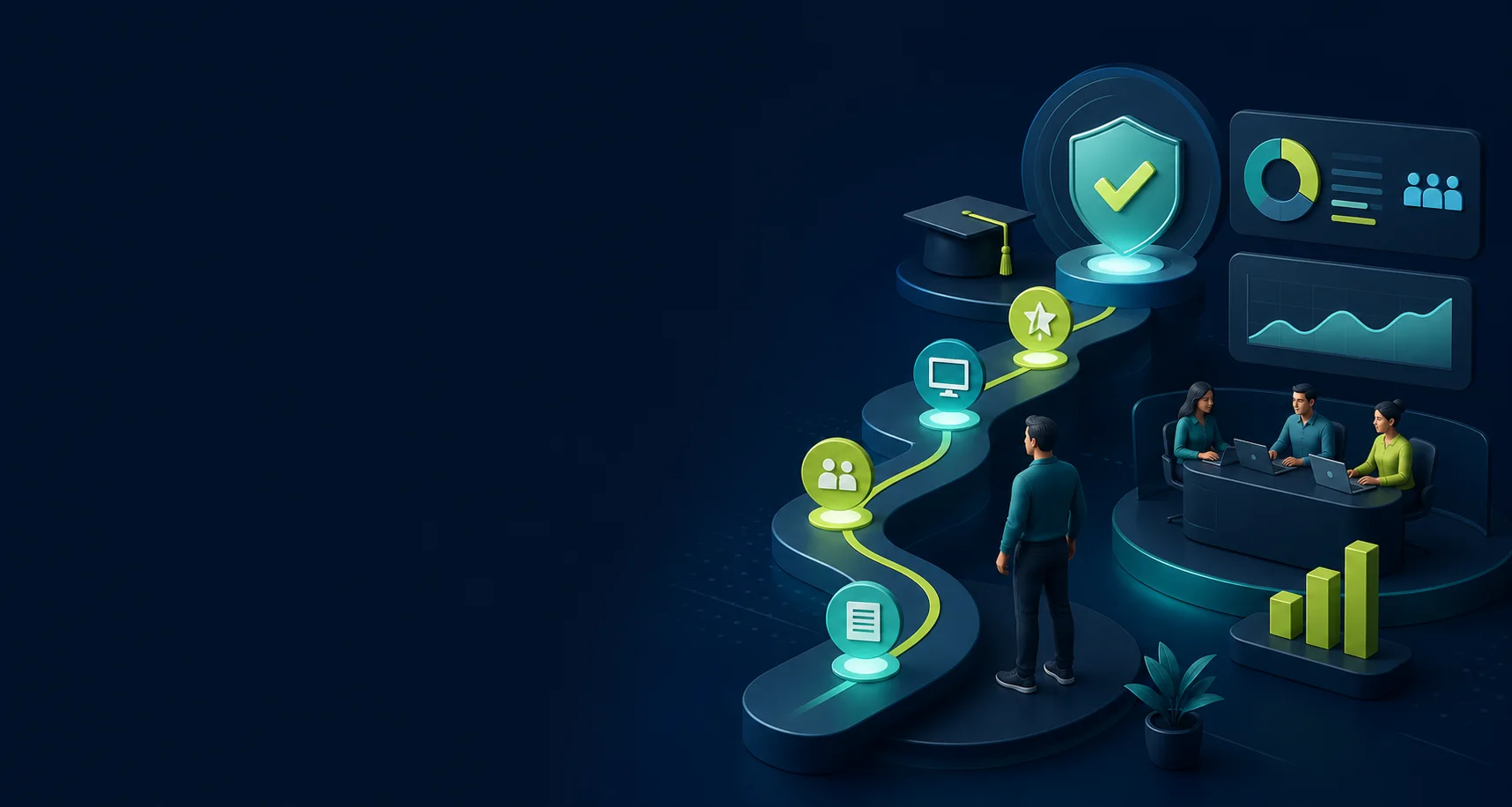 Treinamento corporativo EAD com trilhas, indicadores e equipes